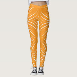 Legging Pétalas Concentradas em Branco em Laranja Bk