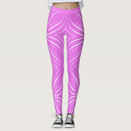 Legging Pétalas Concentradas em Branco em Quente Rosa