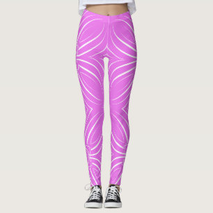 Legging Pétalas Concentradas em Branco em Quente Rosa