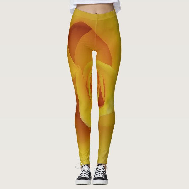 Legging Pétalas de Rosa Amarelas Românticas (Frente)