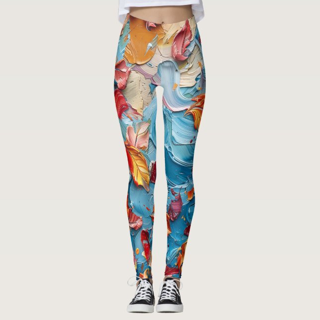 Legging Petals in Motion – Expressive Abstract Floral (Frente)