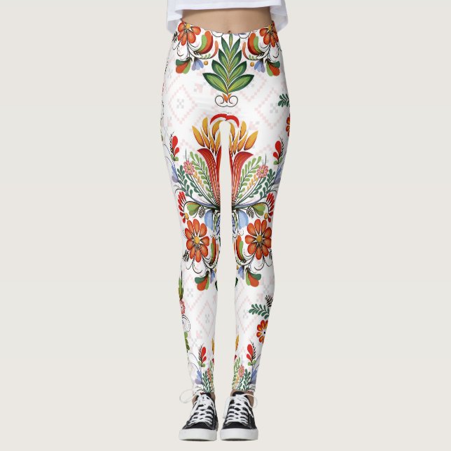 Legging Petrykivka: Flores Ucranianas. (Frente)