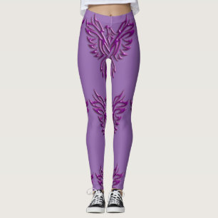 Legging Phoenix bonito com aspecto metálico roxo nasce em