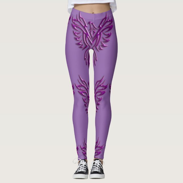 Legging Phoenix bonito com aspecto metálico roxo nasce em  (Frente)