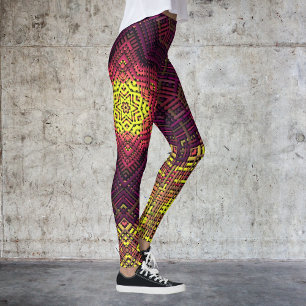 Legging Pia Amarela de Mandala e Roxo