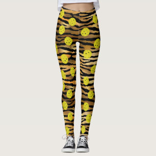 Legging Pickball Amarelo Marrom Dourado Impresso em Animai
