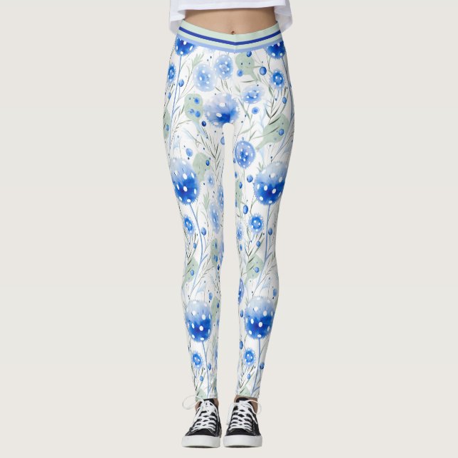 Legging Pickball de flor de aquarela (Frente)