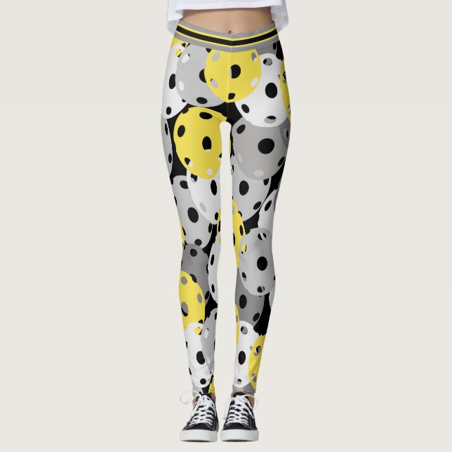 Legging 💛 Pickleball - amarelo, cinza a preto, cores 2021 (Frente)