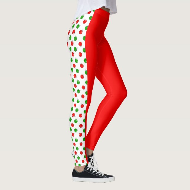 Legging Pickleball Christmas Red and Green Pickleballs (Direita)