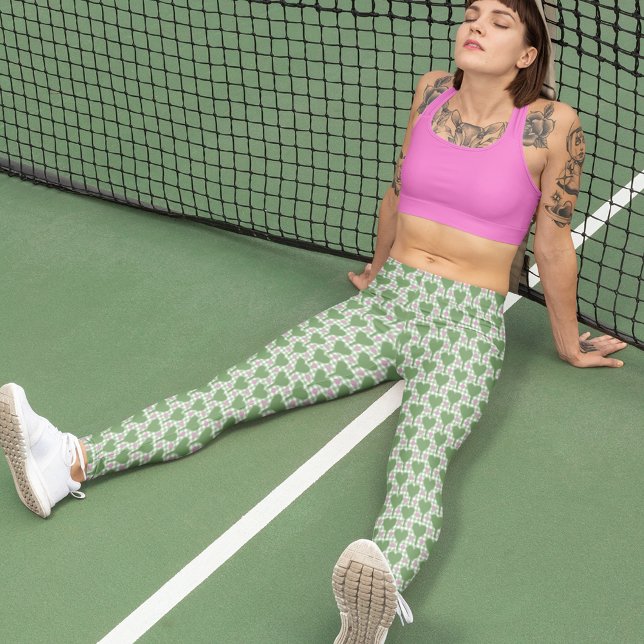 Legging Pickleball de Gingham Verde e Rosa (Criador carregado)
