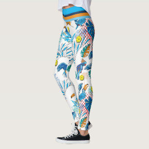 Legging Pickleball tropical, fundo personalizado