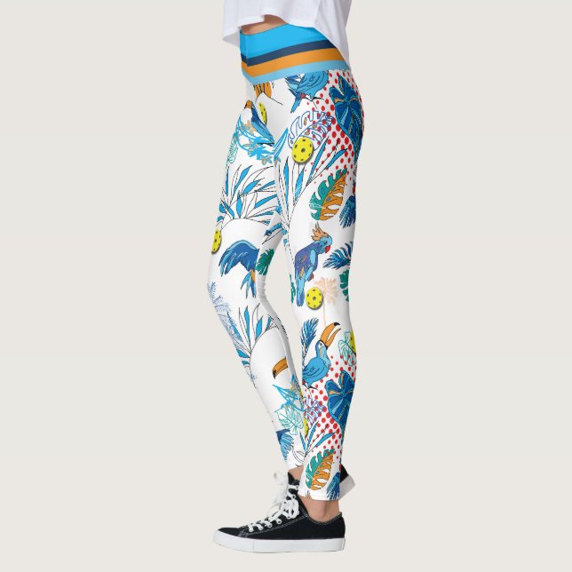 Legging Pickleball tropical, fundo personalizado (Esquerda)