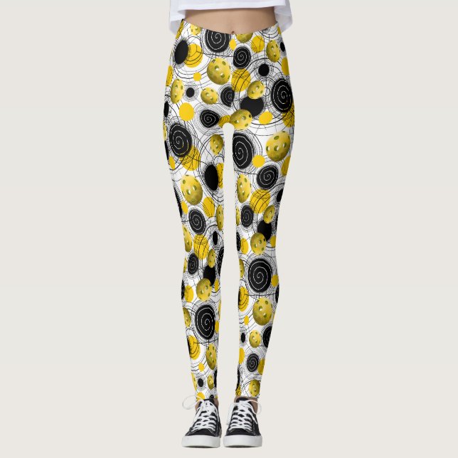 Legging Pickleballs amarelo dourado - caneleiras (Frente)