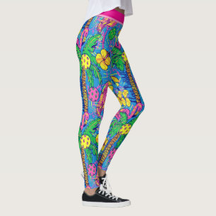 Legging Picklebolas tropicais de pré-disquete com flamingo