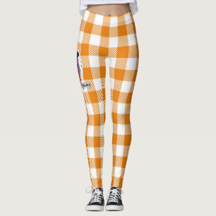 Legging Pilgrim Owl em Orange Xadrez - Feliz Ação de Graça