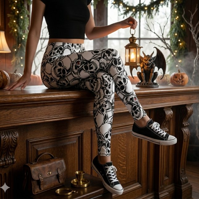 Legging Pilha de Caveiras Olho Vermelho ID222 (Criador carregado)