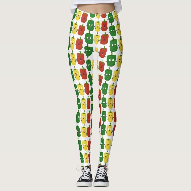 Legging Pimenta-de-sino-branco capsicum trio cantando cart (Frente)