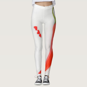 Legging Pimenta-quente Coração vermelho-branco