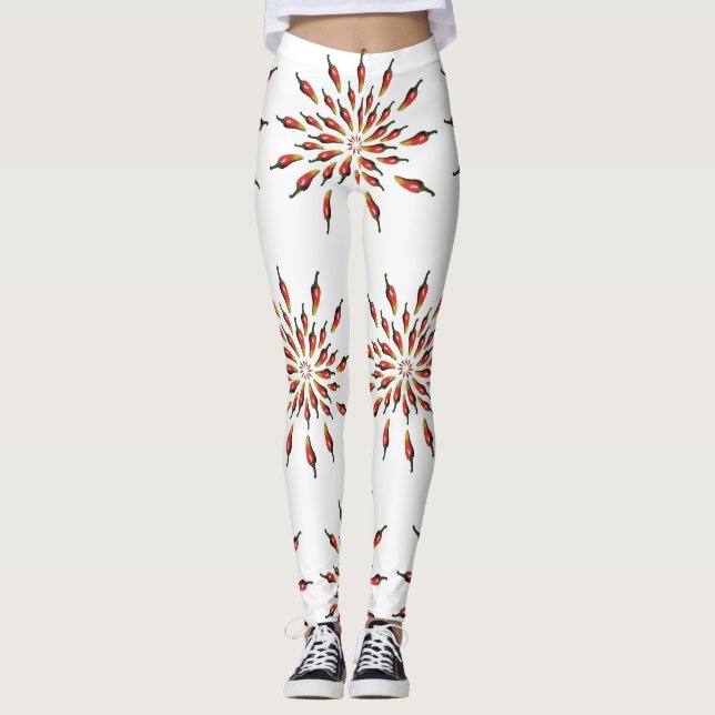 Legging Pimentos Chili Mandala Personalizado Botânico (Frente)