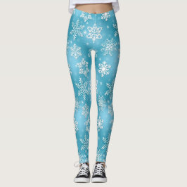 Legging Pincéis de neve azuis Pernas de Natal de Natal