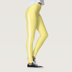 Legging Pincel Artístico Faixa Lateral Branco no Amarelo M