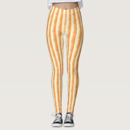 Legging Pincel Castanho Laranja Traço Traço Vertical Strip