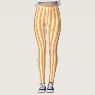 Legging Pincel Castanho Laranja Traço Traço Vertical Strip