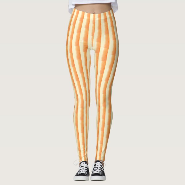 Legging Pincel Castanho Laranja Traço Traço Vertical Strip (Frente)
