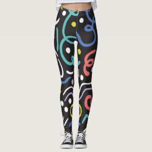 Legging Pincel desenhado à mão, linhas de ziguezague.