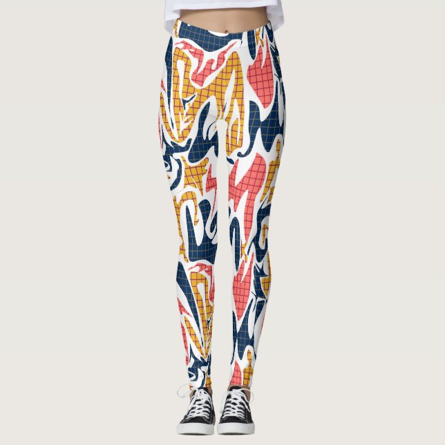 Legging Pincel moderno abstrato sem soldadura trava multic (Frente)