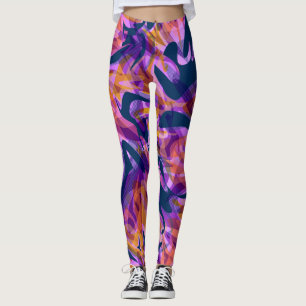 Legging Pincel moderno abstrato sem soldadura trava multic