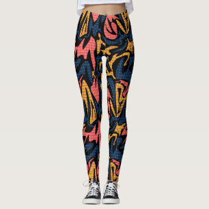 Legging Pincel moderno abstrato sem soldadura trava multic
