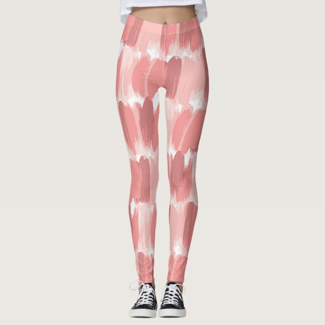 Legging Pincel Rosa Traça Padrão De Óleo (Frente)