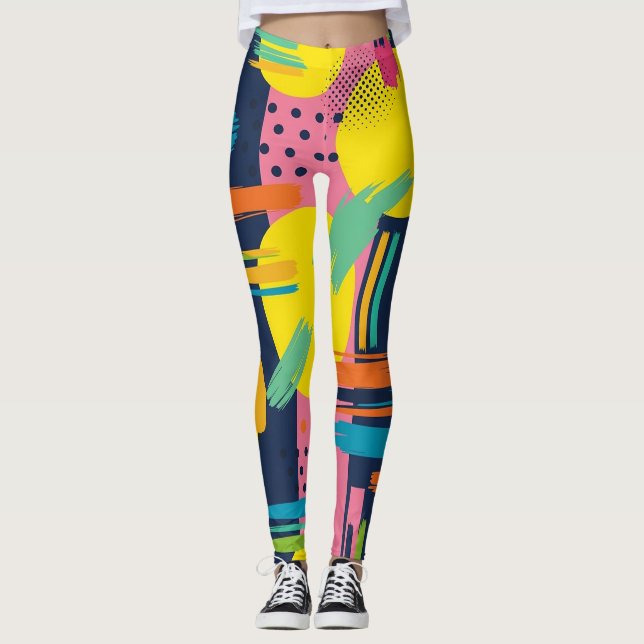Legging Pincelada Abstrata Retro (11) (Frente)