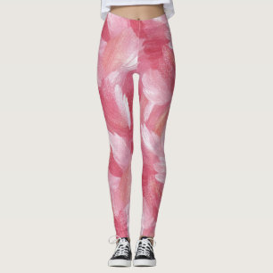 Legging Pincelada Rosa Brilho Padrão Abstrato