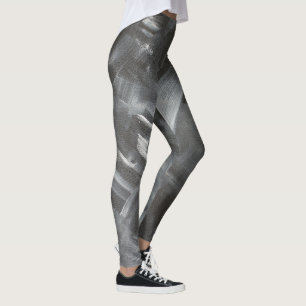Legging Pinceladas Abstratas Monocromáticas Preto e Branco
