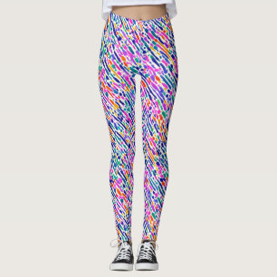 Legging Pinceladas Modernas Abstratas Rosa Roxo Pintura