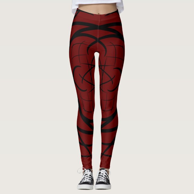 Legging Pinceladas nas costas, Fundo Maroon Marrom (Frente)