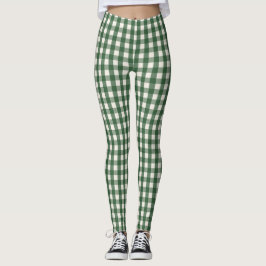 Legging Pine Needle Lane - Pine Green Gingham Pattern
