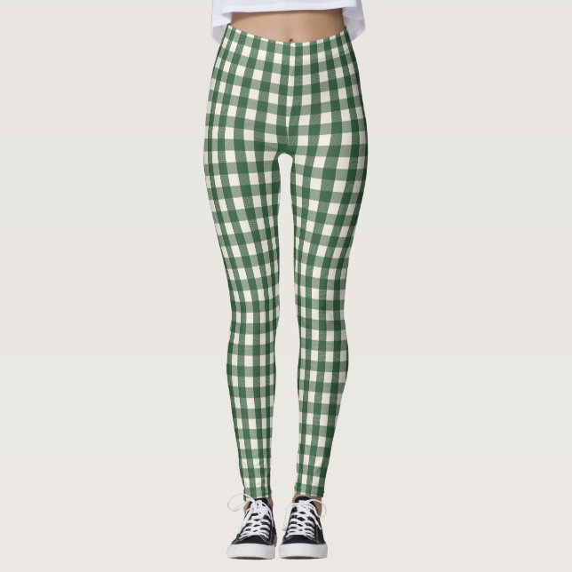 Legging Pine Needle Lane - Pine Green Gingham Pattern (Frente)