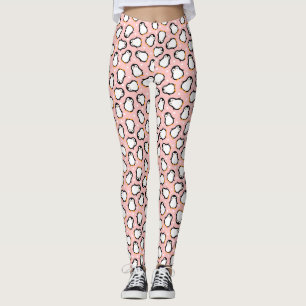 Legging Pinguim cor-de-rosa-branca