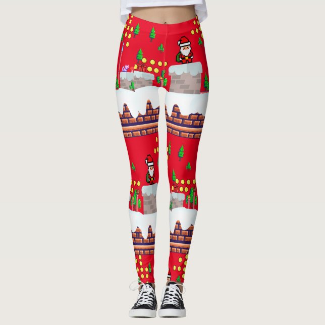 Legging Pinguim da equipe de papais noeis de Natal Mikitie (Frente)