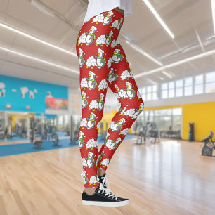 Legging Pinguim de Natal com bolas de neve balançando