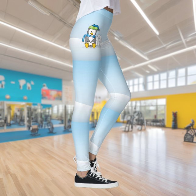 Legging Pinguim pequeno sentado com bolas de neve (Criador carregado)