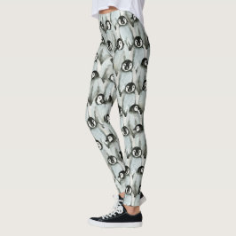 Legging Pinguim Preto e Branco Padrão de Cuta