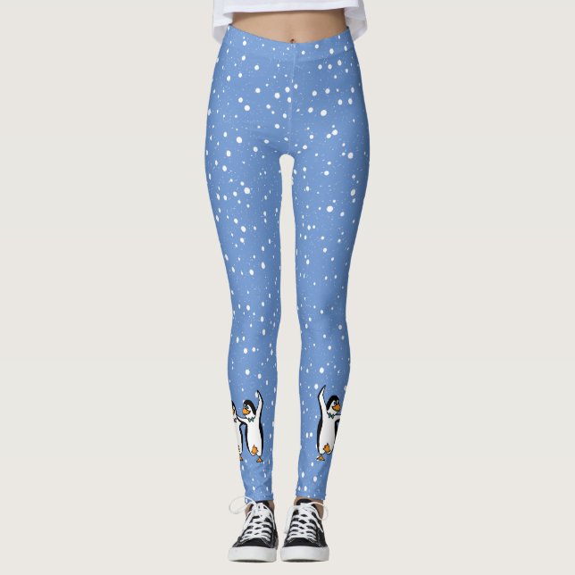 Legging Pinguins dançantes Design de neve (Frente)