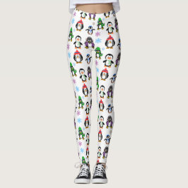 Legging Pinguins do Natal e caneleiras dos flocos de neve