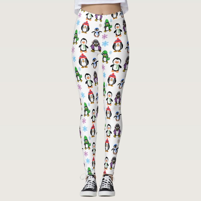 Legging Pinguins do Natal e caneleiras dos flocos de neve (Frente)