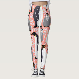 Legging Pinguins imperadores, filhotes, padrão decorativo 