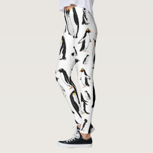 Legging Pinguins - padrão preto e branco